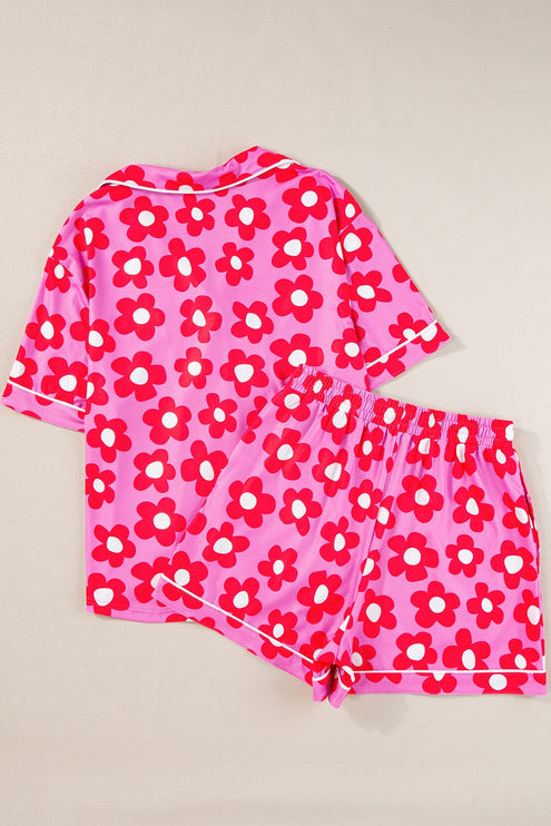 Modish Pocketed Flower Top and Shorts Lounge Set