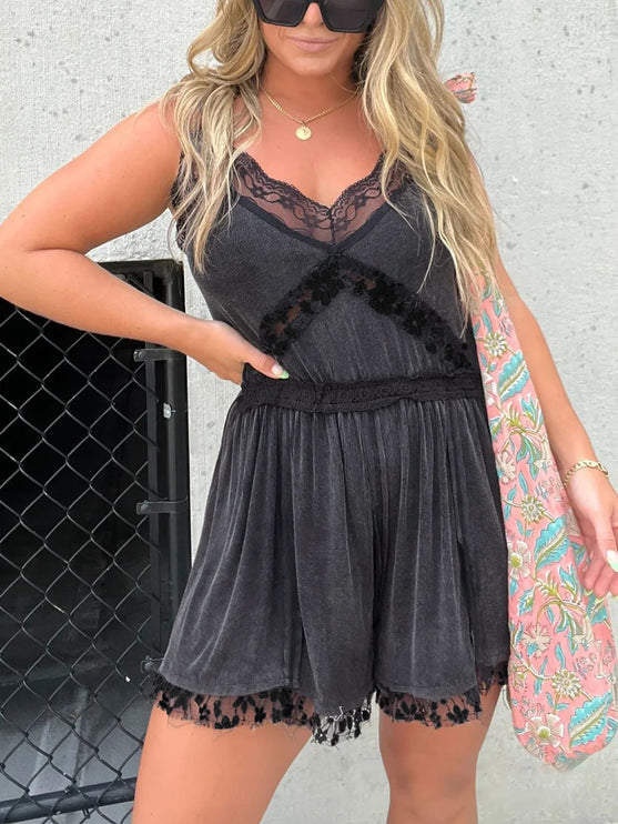 Modish Lace Spaghetti Strap Romper