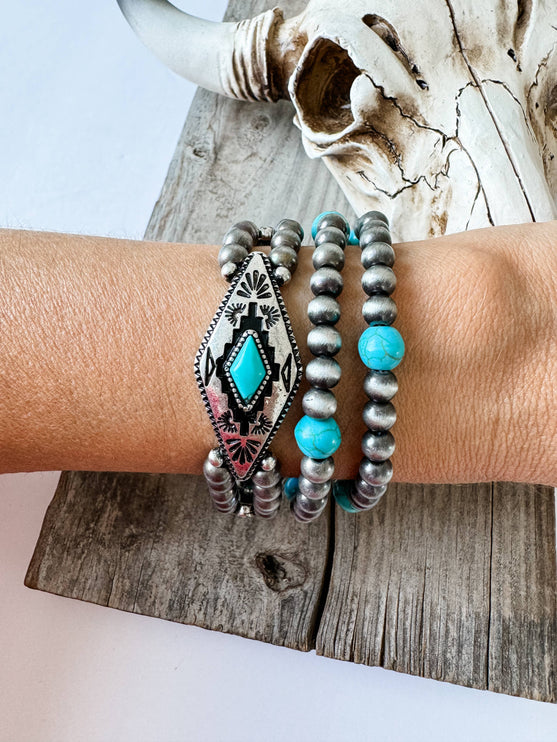 Western Aztec Stone Stretch Bracelets