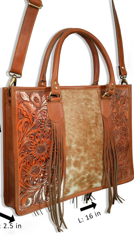 Bonanza leather women's cowhide leather tote crossbody