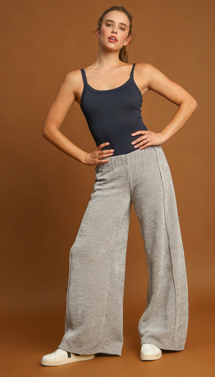 Umgee Elastic Waist Wide Leg Pants