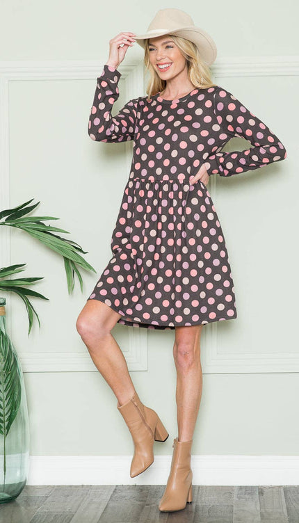 Polka Dot Dress with Pockets | Cross-Back Design | Modish 