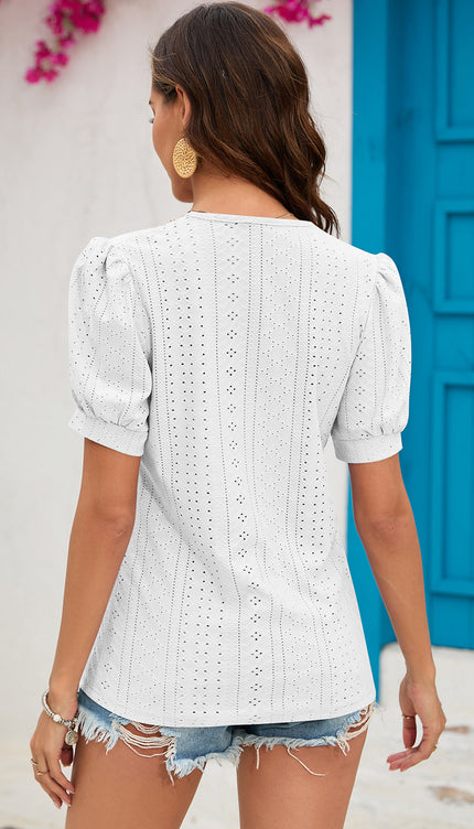 Modish Rustic Chic Eyelet Top