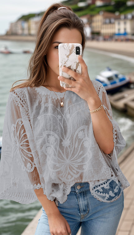 Modish Lace 3/4 Sleeve Blouse