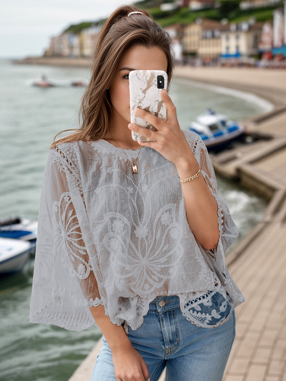 Modish Lace 3/4 Sleeve Blouse