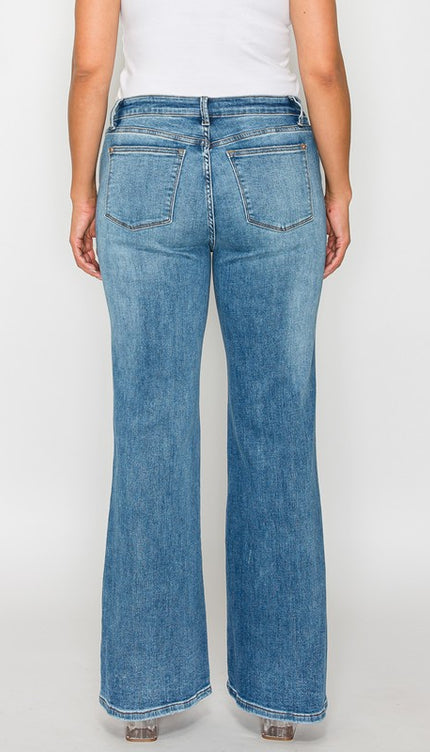 bytos Full Size Cat's Whiskers Mid Rise Bootcut Jeans