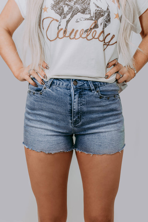Stud Denim Shorts