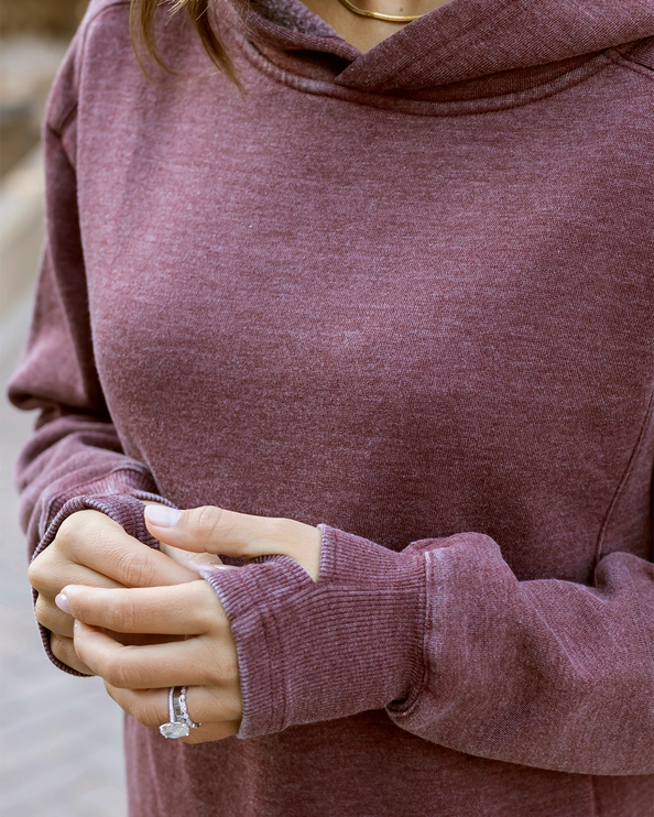 Vintage Washed Fleece Hoodie in Washed Wine