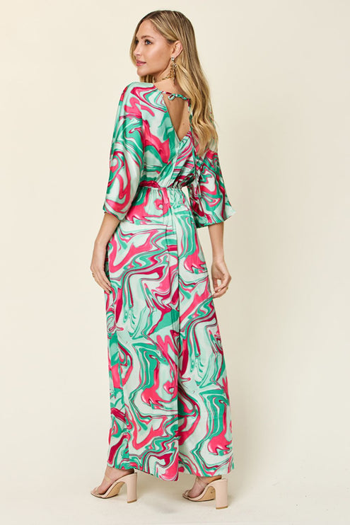 Double Take - Double Take Full Size Half Sleeve Wide Leg Jumpsuit