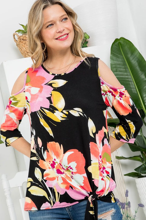 Floral Cold Shoulder Top - Stylish Allover Print | Modish