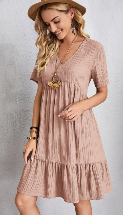 Modish Rustic Chic Full Size V-Neck Dress