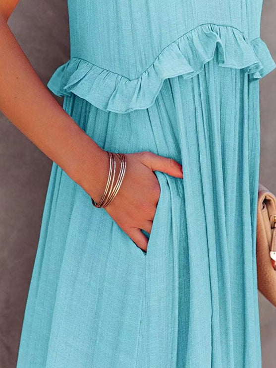 Modish Tiered Maxi Dress with Pockets