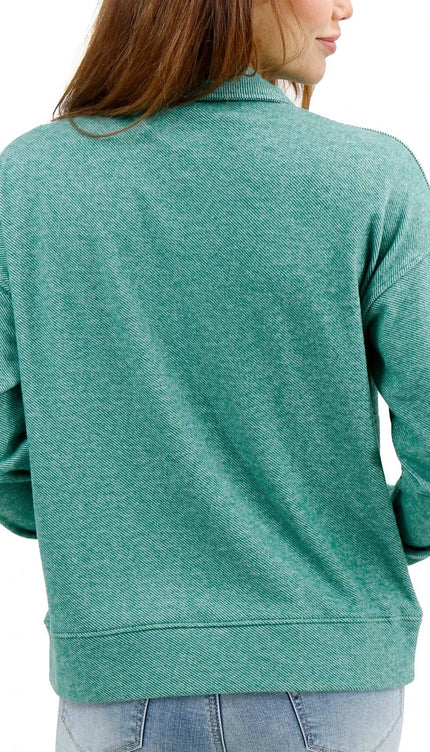 Cool Day Quarter Zip Pullover in Glade Green