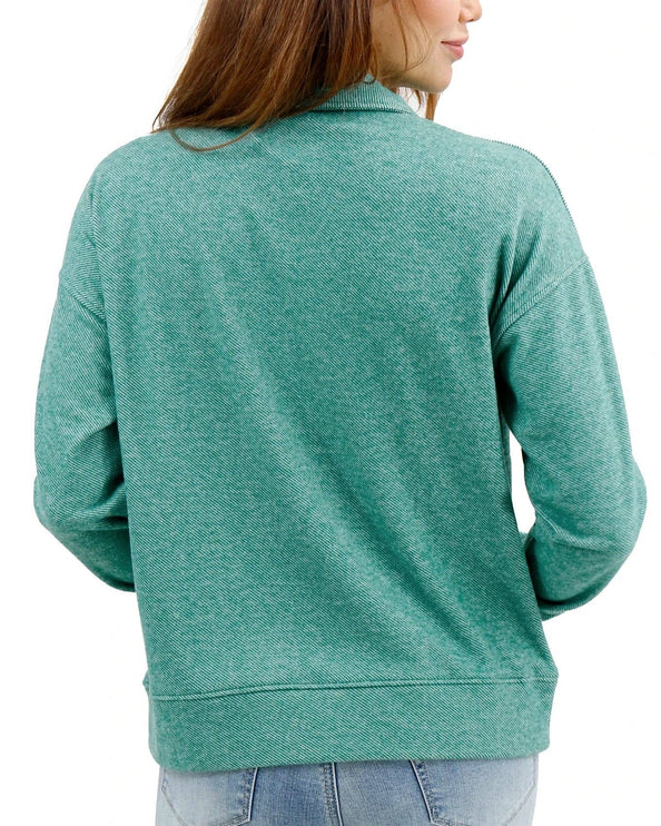 Cool Day Quarter Zip Pullover in Glade Green