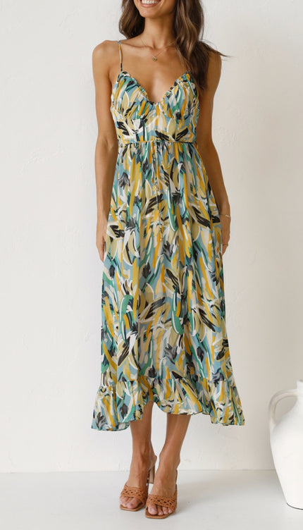 Modish Rustic Chic Print Midi Cami Dress