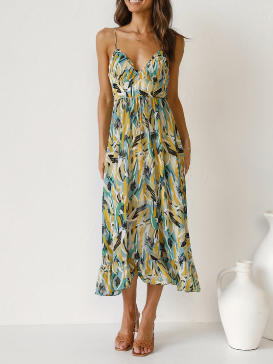 Modish Rustic Chic Print Midi Cami Dress