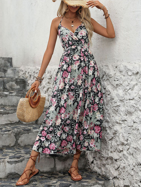 Modish - Modish Print Halter Neck Midi Dress