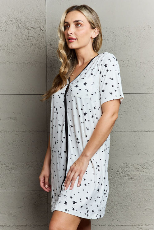 Moon Nite - MOON NITE Quilted Quivers Button Down Sleepwear Dress