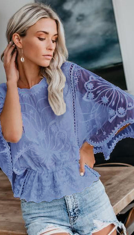 Modish Lace 3/4 Sleeve Blouse