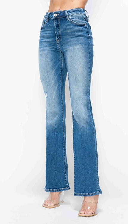 bytos Full Size Distressed High Rise Jeans with Pockets