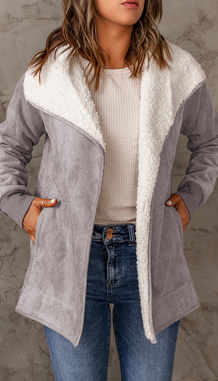 Open Front Long Sleeve Sherpa Jacket