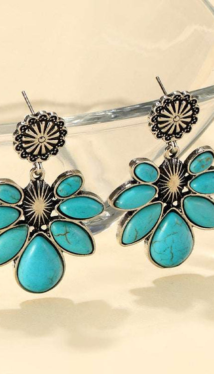 Artificial Turquoise Flower Earrings