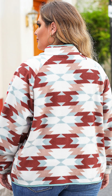 Modish Plus Size Geometric Jacket