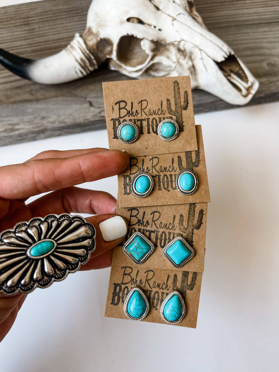 Western Turquoise Stud Earrings