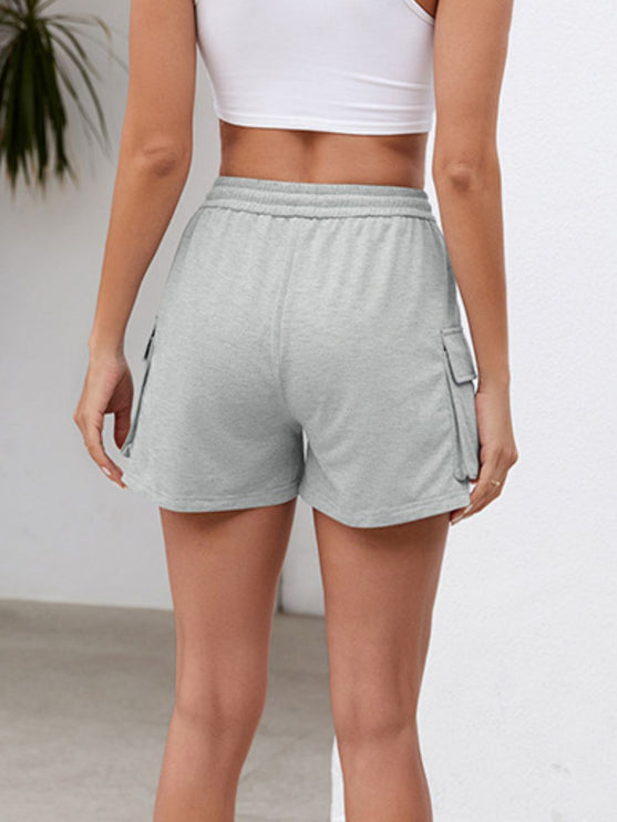 Modish Elastic Waist Shorts with Pockets