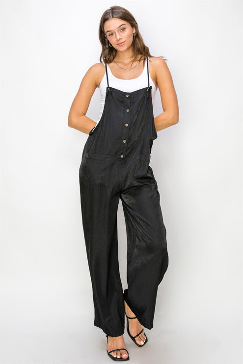 HYFVE Half Button Sleeveless Straight Jumpsuit-Modish