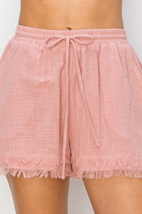 HYFVE Drawstring Frayed Shorts-Modish