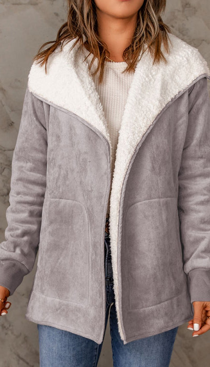 Open Front Long Sleeve Sherpa Jacket