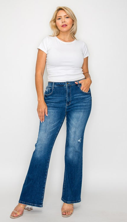 bytos Full Size High Rise Bootcut Jeans with Pockets