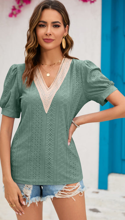 Modish Rustic Chic Eyelet Top