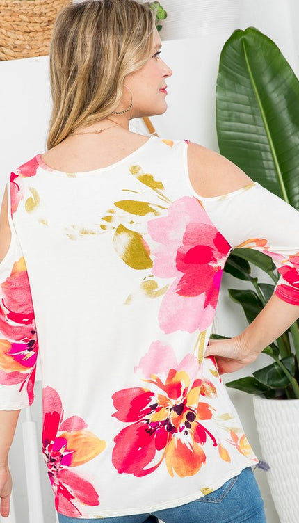 Floral Cold Shoulder Top - Stylish Allover Print | Modish