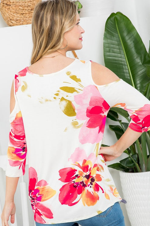 Floral Cold Shoulder Top - Stylish Allover Print | Modish