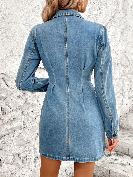 Modish Rustic Chic Button Up Denim Dress