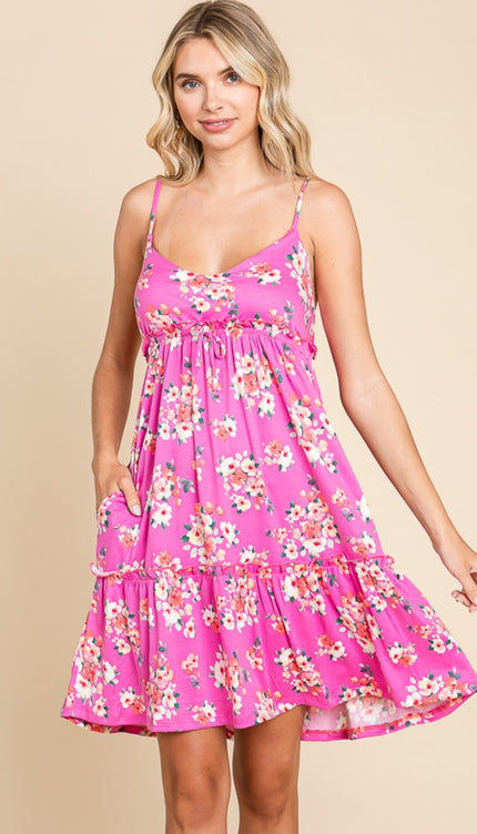 Full Size Floral Ruffled Cami Dress