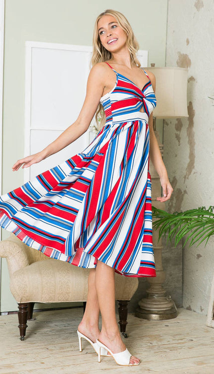 Cut-Out Stripe Dress with Pockets | 4 Colors | Modish