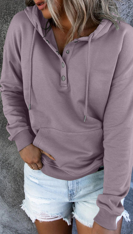 Dropped Shoulder Long Sleeve Hoodie with Pocket