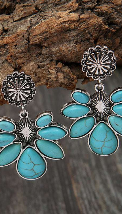 Artificial Turquoise Flower Earrings