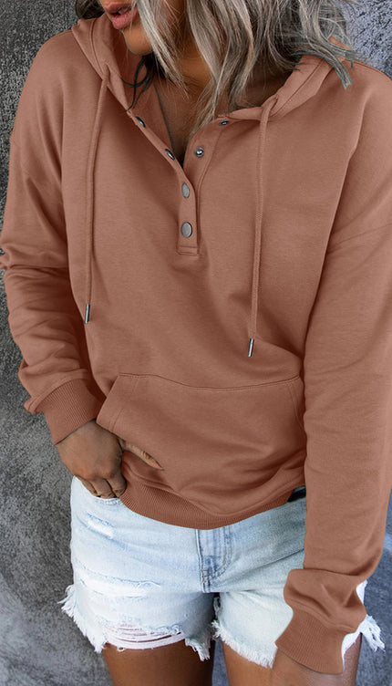 Dropped Shoulder Long Sleeve Hoodie with Pocket