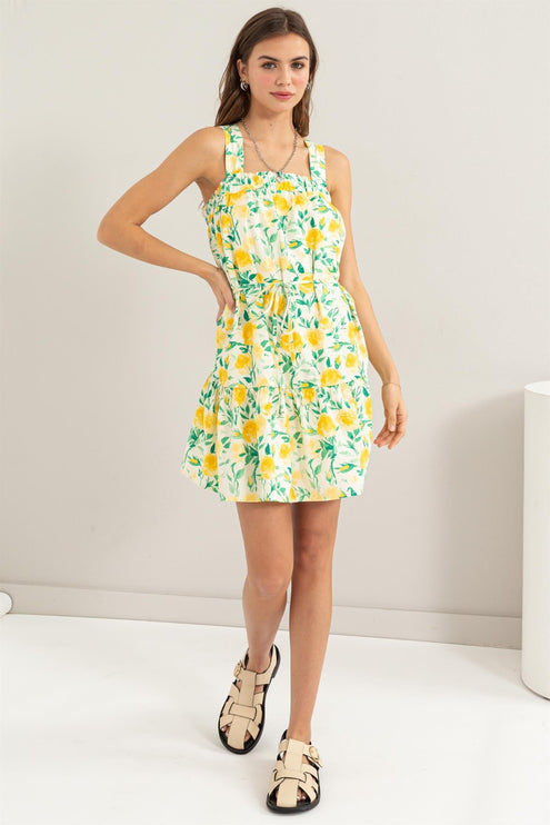 HYFVE Floral Tie Shoulder Mini Dress-Modish