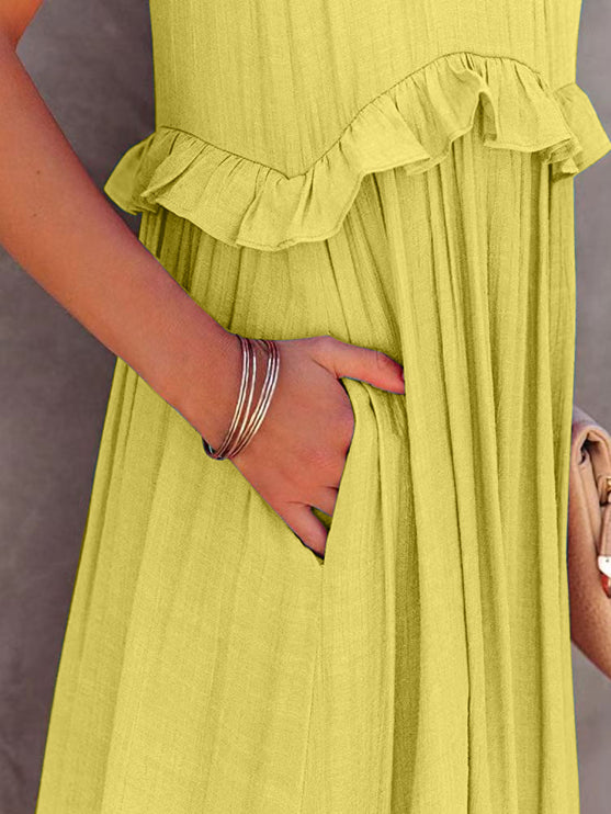 Modish Tiered Maxi Dress with Pockets