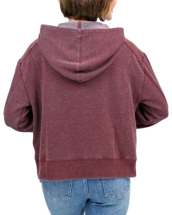 Vintage Washed Fleece Hoodie in Washed Wine