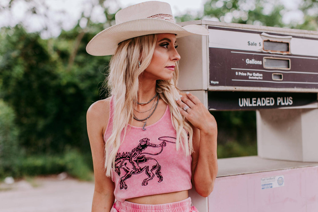 Bronc Bustin Weekend 2 Piece Crop Set - Pink