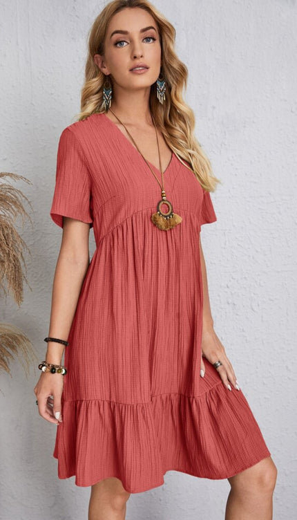 Modish Rustic Chic Full Size V-Neck Dress