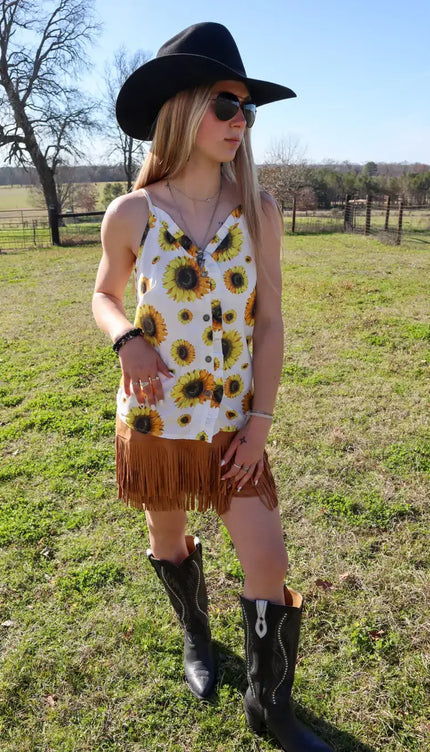 Holy Cow Vegan Suede Fringe Front Shorts - Brown