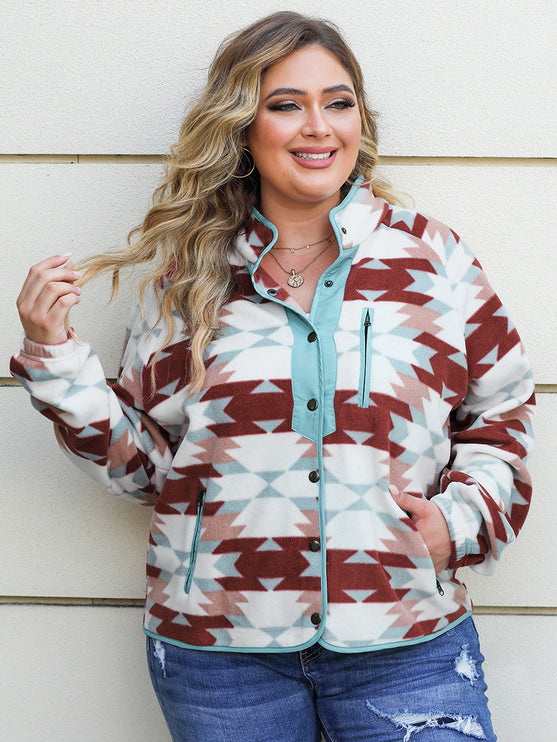 Modish Plus Size Geometric Jacket