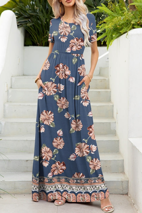 Modish Print Round Neck Maxi Dress-Modish